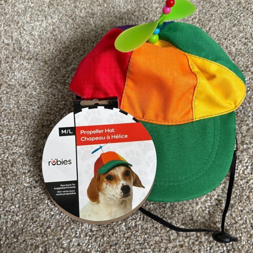 Dog Baseball Cap Hat Propeller Colourful NEW Size M/L Adjustable Strap